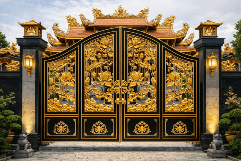 Cổng nhôm đúc Hoa Sen | GAT-400